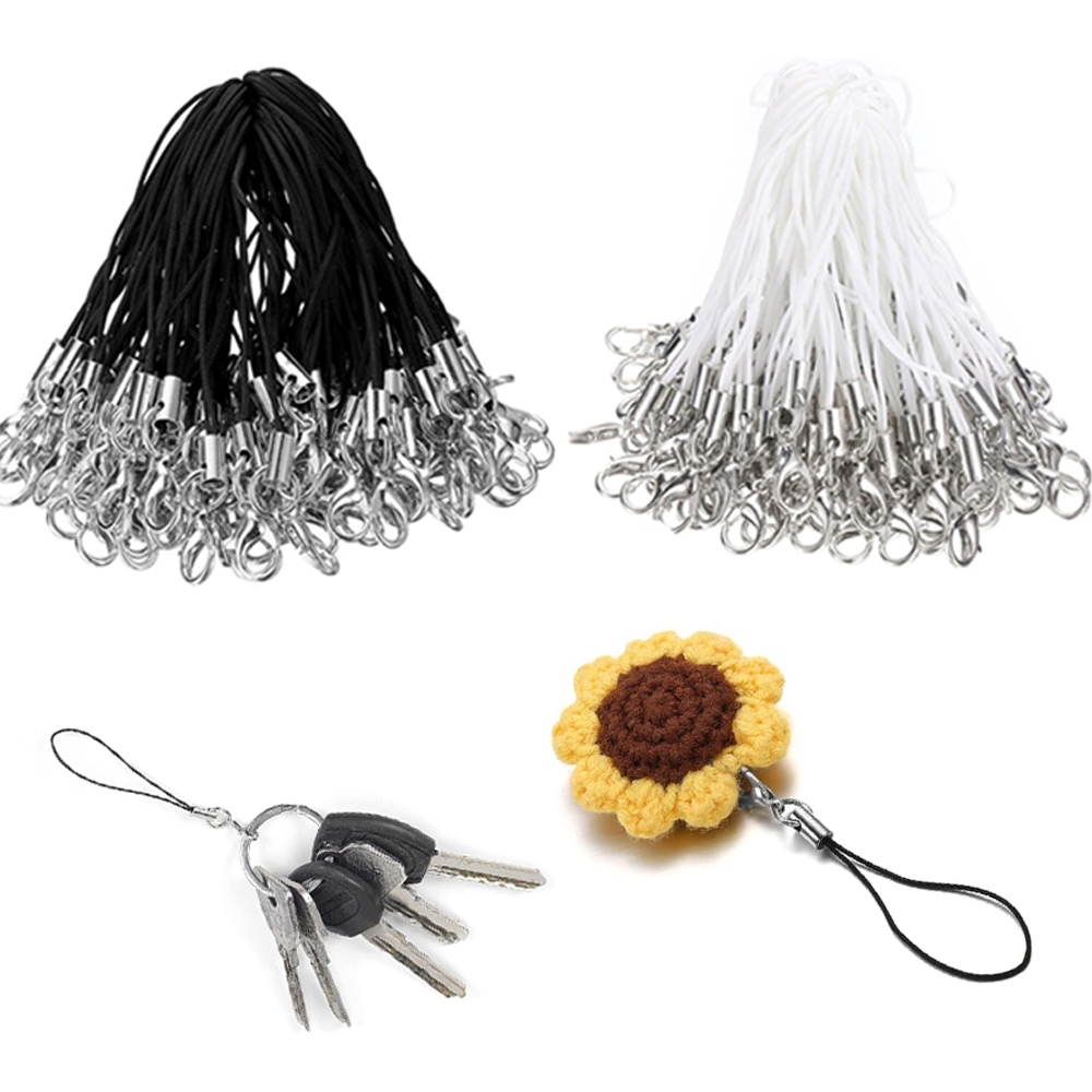 Women'S Key Accessories - 50/100Pcs Black White Strap Charm Cord