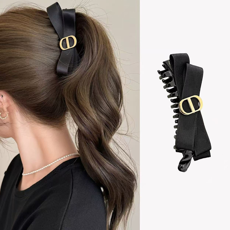 Women'S Korean Accessories - 1/2pcs Elegant Black Fabric Bow Banana