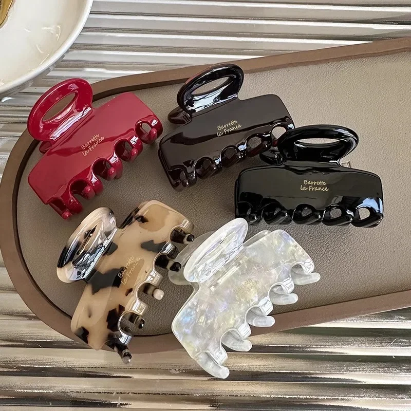 Women'S Korean Accessories - 5.5cm Long Acetate Hair Crabs Red