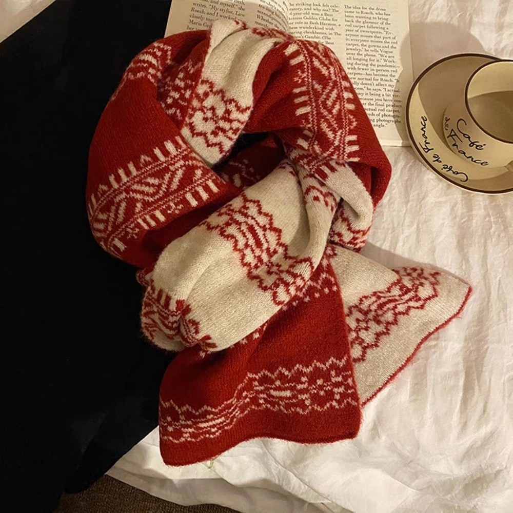 Knitted Fabric Christmas Scarf - Women'S Korean Accessories ulasan dan harga