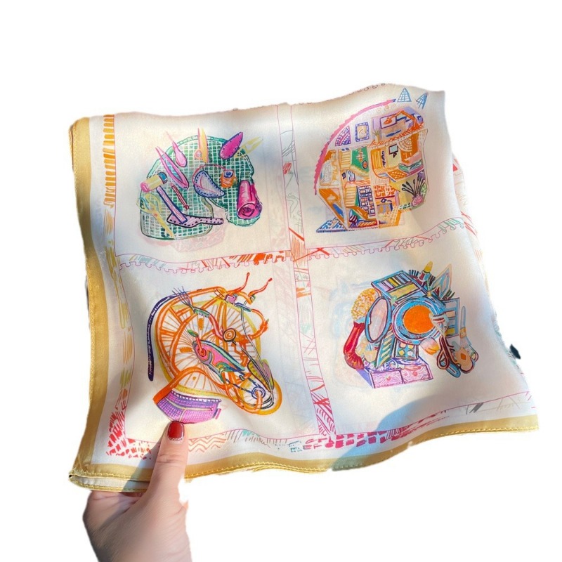 Luxury Soft Silk Feel Square S - Women'S Yellow Accessories ulasan dan harga