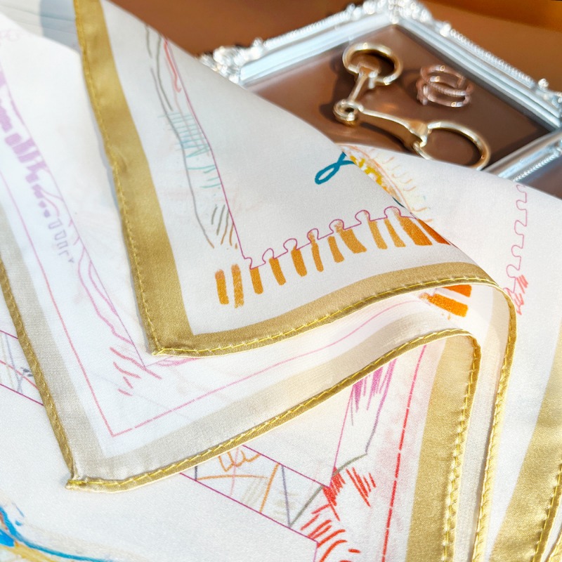 Luxury Soft Silk Feel Square S - Women'S Yellow Accessories ulasan dan harga
