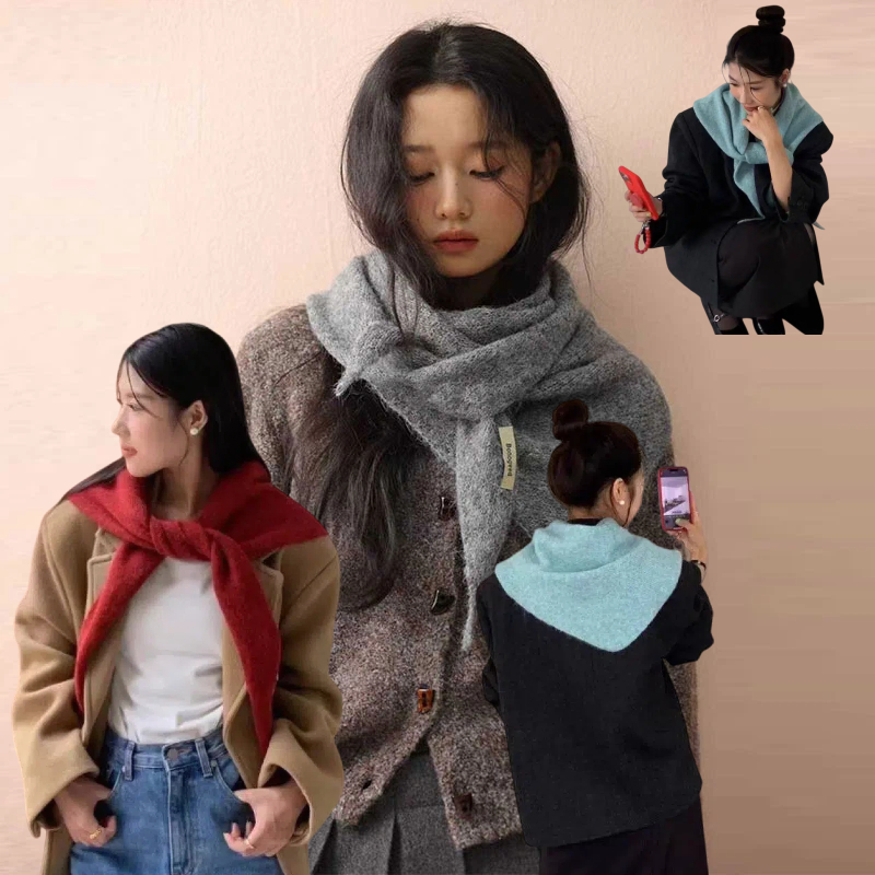 Korean Wool Knitted Triangle S - Women'S Korean Accessories ulasan dan harga