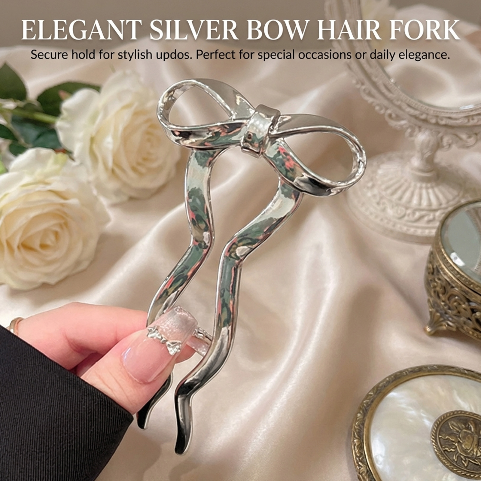 Elegant Bowknot U Shape Hairpi - Women Accessories Holder ulasan dan harga