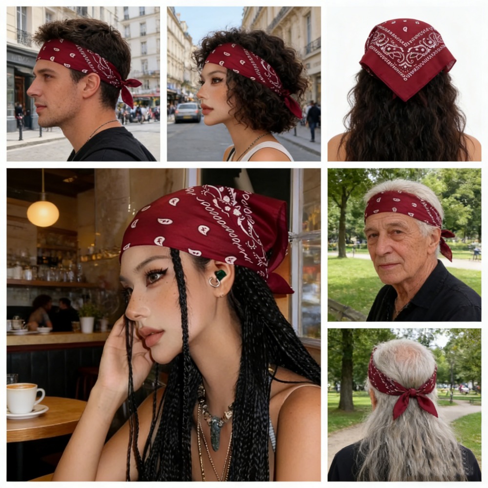 Retro Wine Red Square Bandana  - Women'S Accessories Go Outdoors ulasan dan harga