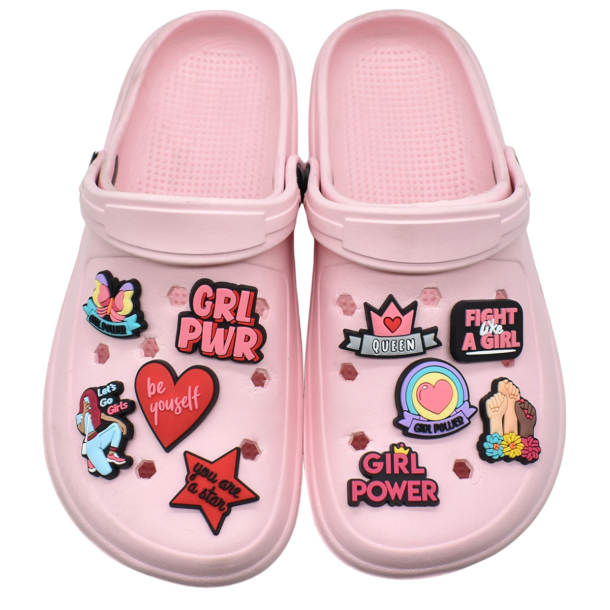 Cute Pink Power Shoe Charms De - Women'S Accessories For Crocs ulasan dan harga