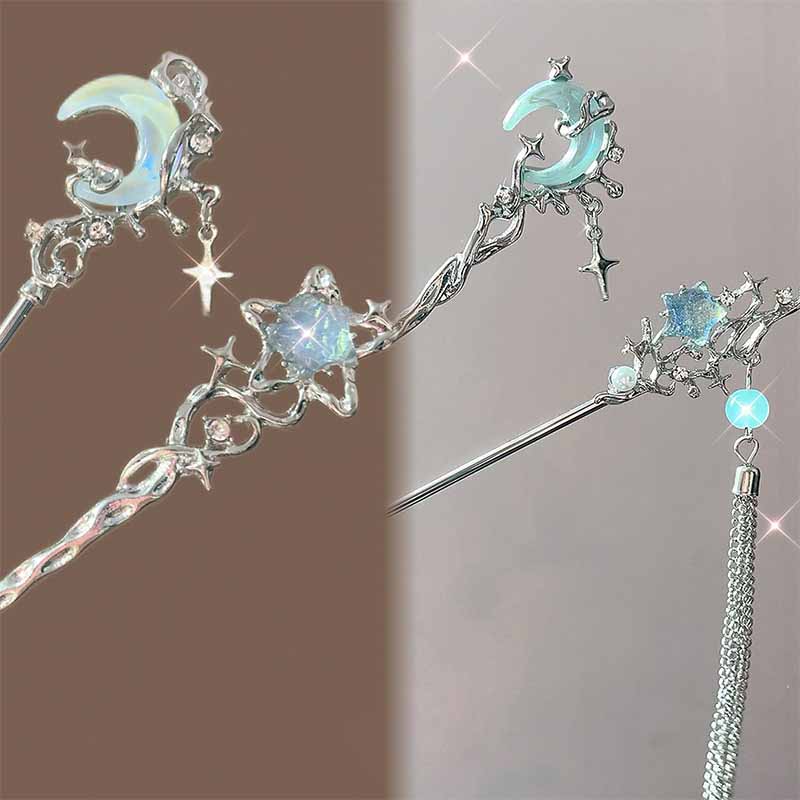 Moonstone Star Moon Hair Stick - Women Accessories Shop ulasan dan harga