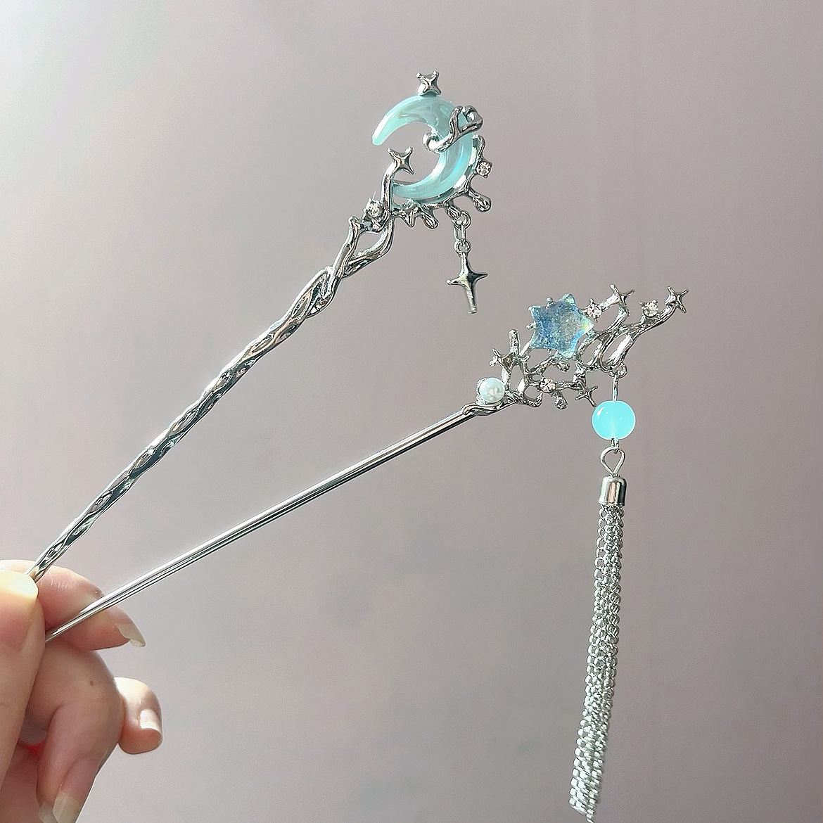 Moonstone Star Moon Hair Stick - Women Accessories Shop ulasan dan harga