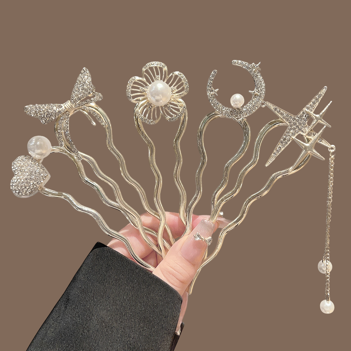Pearl Flower Heart Moon U-Shap - Women Accessories Shop ulasan dan harga