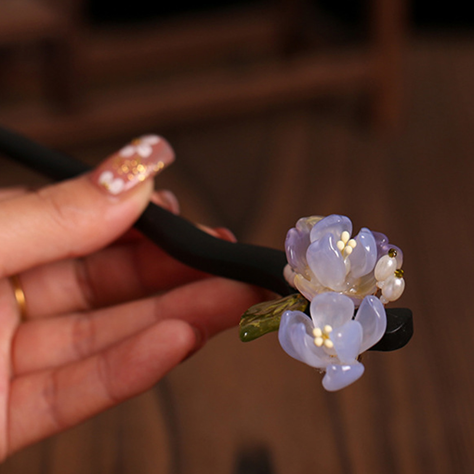 Vintage Wooden Flower Hairpin  - Women Accessories Shop ulasan dan harga